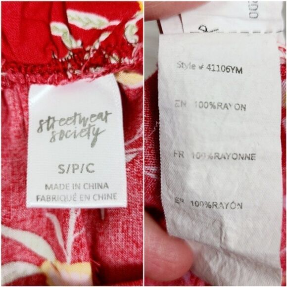 STREETWEAR Society Red Floral Ruffle Shorts Small - Picture 9 of 13